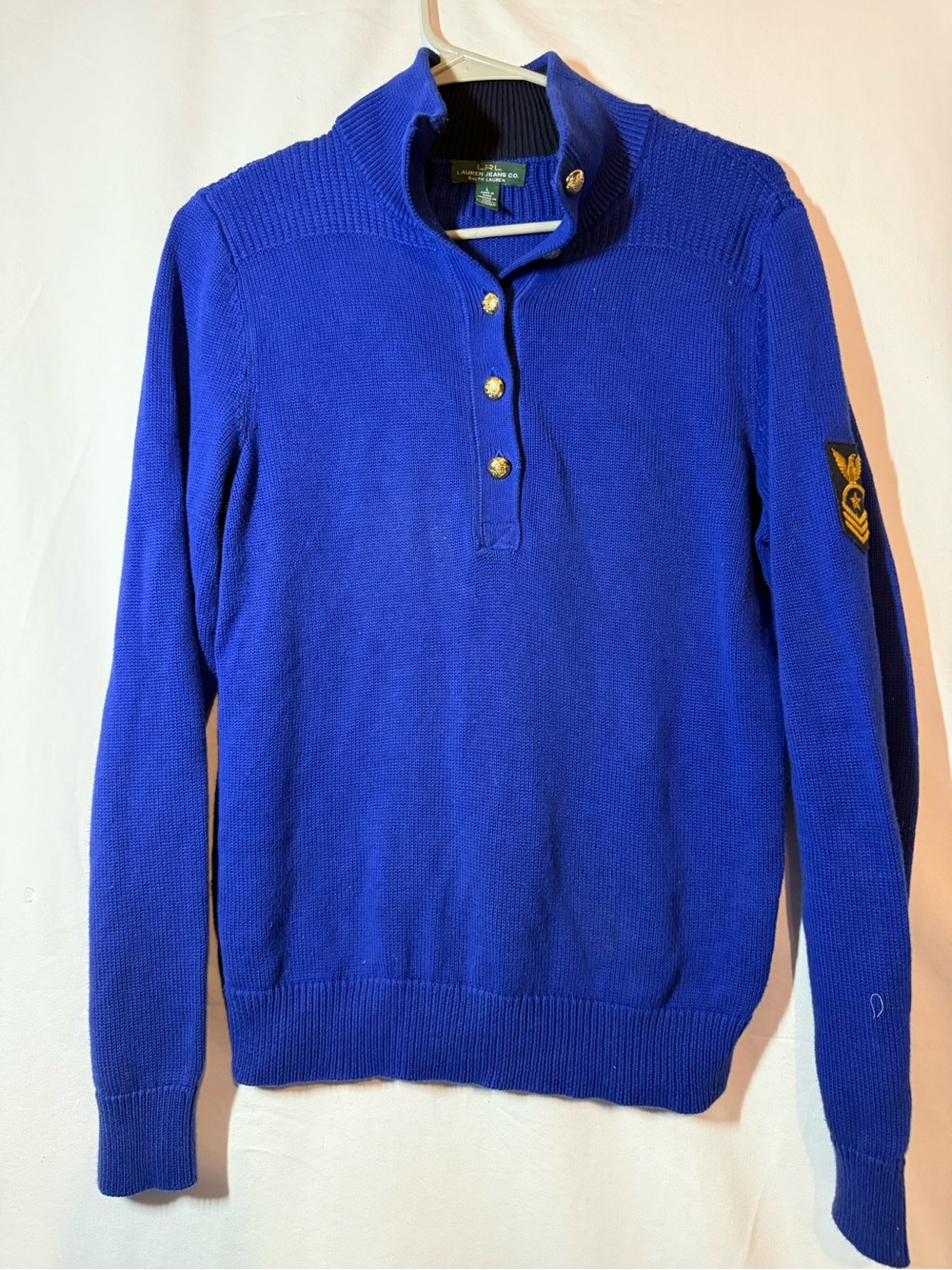 Lauren Jeans Co Ralph Lauren Blue Military Nautical Sweater Gold Buttons L